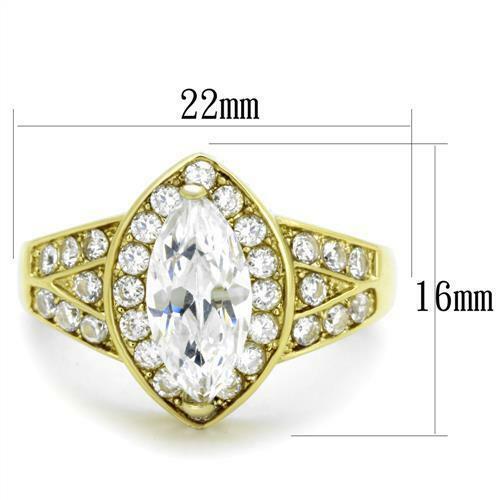 Jewellery Kingdom Ladies Marquise Cz Accents Steel Pave Sparkling Stamped Ring (Gold) - Jewelry Rings - British D'sire