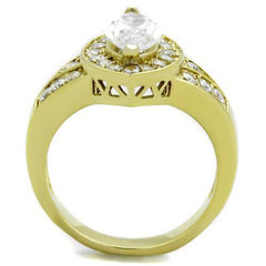 Jewellery Kingdom Ladies Marquise Cz Accents Steel Pave Sparkling Stamped Ring (Gold) - Jewelry Rings - British D'sire