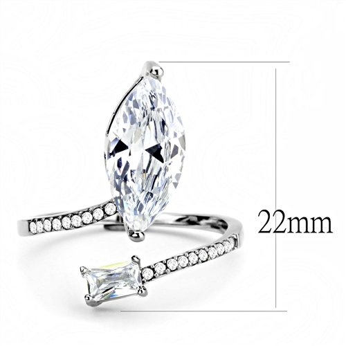 Jewellery Kingdom Ladies Marquise Emerald Stainless Steel Silver Cubic Zirconia Ring Secondary image