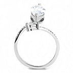 Jewellery Kingdom Ladies Marquise Cz Emerald Stainless Steel Silver Cubic Zirconia Ring - Jewelry Rings - British D'sire
