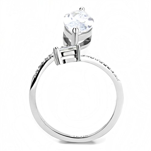 Jewellery Kingdom Ladies Marquise Cz Emerald Stainless Steel Silver Cubic Zirconia Ring - Jewelry Rings - British D'sire