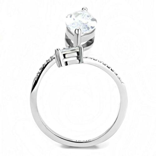Jewellery Kingdom Ladies Marquise Emerald Cut Cubic Zirconia Stainless Steel Ring (Silver) - Rings - British D'sire Main image
