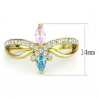 Jewellery Kingdom Ladies Marquise Pear Pink Sapphire Blue Topaz 18kt Steel Crossover Ring - Jewelry Rings - British D'sire