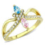 Jewellery Kingdom Ladies Marquise Pear Pink Sapphire Blue Topaz 18kt Steel Crossover Ring - Jewelry Rings - British D'sire