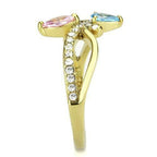 Jewellery Kingdom Ladies Marquise Pear Pink Sapphire Blue Topaz 18kt Steel Crossover Ring - Jewelry Rings - British D'sire