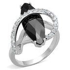 Jewellery Kingdom Ladies Marquise Rhodium 10CT Cocktail Sparkle Ring (Black & Jet Silver) - Jewelry Rings - British D'sire