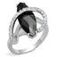 Jewellery Kingdom Ladies Marquise Rhodium 10CT Cocktail Sparkle Ring (Black & Jet Silver) - Jewelry Rings - British D'sire