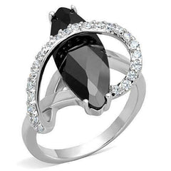 Jewellery Kingdom Ladies Marquise Rhodium 10CT Cocktail Sparkle Ring (Black & Jet Silver) - Jewelry Rings - British D'sire
