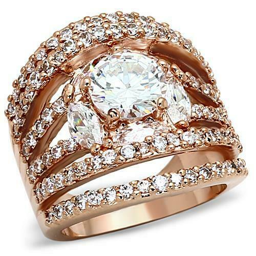 Jewellery Kingdom Ladies Marquise Round 4 Carat Cubic Zirconia Cocktail Ring (Rose Gold) - Jewelry Rings - British D'sire Main image