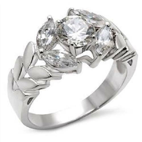 Jewellery Kingdom Ladies Marquise Round Sterling Silver 925 Matt Cz 4 Carat Ring - Jewelry Rings - British D'sire Main image