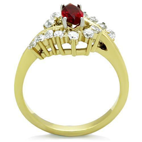 Jewellery Kingdom Ladies Marquise Ruby Cz Dress 18kt Gold Steel Ring - Jewelry Rings - British D'sire