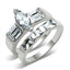 Jewellery Kingdom Ladies Marquise Set Engagement Wedding Band Cubic Zirconia Silver Ring - Jewelry Rings - British D'sire