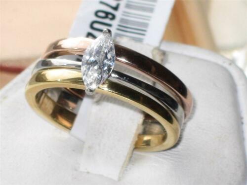 Jewellery Kingdom Ladies Marquise Set Rose Cubic Zirconia Stainless Steel Wedding Engagement Ring (Gold) - Jewelry Rings - British D'sire