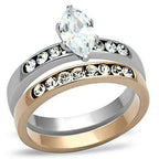 Jewellery Kingdom Ladies Marquise Set Rose Gold Stainless Steel Wedding Engagement Ring - Jewelry Rings - British D'sire