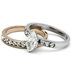 Jewellery Kingdom Ladies Marquise Set Rose Gold Stainless Steel Wedding Engagement Ring - Jewelry Rings - British D'sire