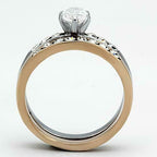 Jewellery Kingdom Ladies Marquise Set Rose Gold Stainless Steel Wedding Engagement Ring - Jewelry Rings - British D'sire