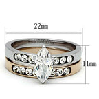 Jewellery Kingdom Ladies Marquise Set Rose Gold Stainless Steel Wedding Engagement Ring - Jewelry Rings - British D'sire