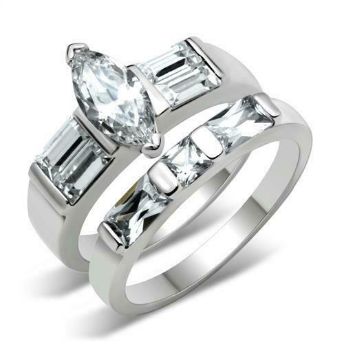 Jewellery Kingdom Ladies Marquise Set Sterling Silver 4.4ct Engagement Wedding Ring - Jewelry Rings - British D'sire Main image