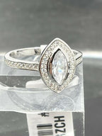 Jewellery Kingdom Ladies Marquise Simulated Diamonds Ring (Silver) - Rings - British D'sire