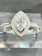 Jewellery Kingdom Ladies Marquise Simulated Diamonds Ring (Silver) - Rings - British D'sire