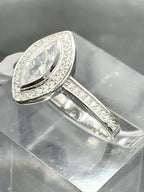 Jewellery Kingdom Ladies Marquise Simulated Diamonds Ring (Silver) - Rings - British D'sire