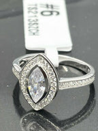 Jewellery Kingdom Ladies Marquise Simulated Diamonds Ring (Silver) - Rings - British D'sire
