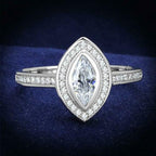 Jewellery Kingdom Ladies Marquise Simulated Diamonds Ring (Silver) - Rings - British D'sire