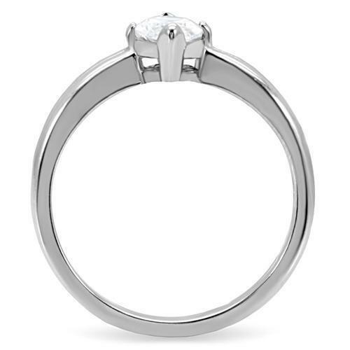 Jewellery Kingdom Ladies Marquise Solitaire Simulated Diamond Stainless Steel Engagement Ring Secondary image
