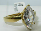 Jewellery Kingdom Ladies Marquise Solitaire Steel Cubic Zirconia Engagement Ring (Gold) - Jewelry Rings - British D'sire