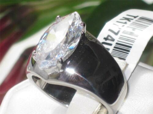 Jewellery Kingdom Ladies Marquise Stainless Steel Cz 3 Carat Clear Solitaire Ring (Silver) Secondary image