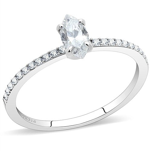 Jewellery Kingdom Ladies Marquise Stainless Steel Cz Cubic Zirconia Accents Clear 1/2 Carat Ring - Jewelry Rings - British D'sire