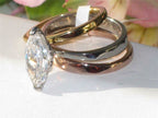 Jewellery Kingdom Ladies Marquise Stainless Steel Cz Engagement Bands 4ct Ring Set (Rose Gold) - Jewelry Rings - British D'sire