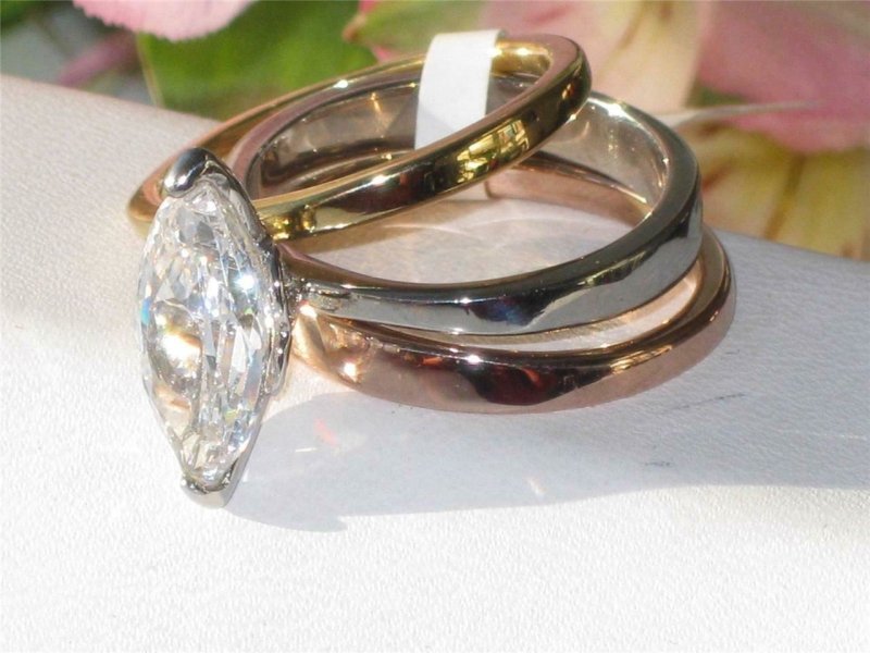 Jewellery Kingdom Ladies Marquise Stainless Steel Cz Engagement Bands 4ct Ring Set (Rose Gold) - Jewelry Rings - British D'sire