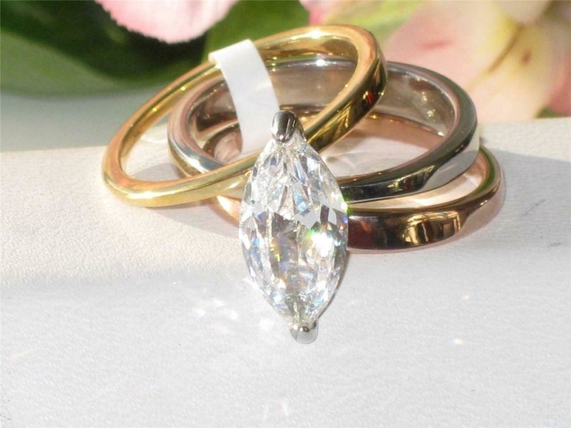 Jewellery Kingdom Ladies Marquise Stainless Steel Cz Engagement Bands 4ct Ring Set (Rose Gold) - Jewelry Rings - British D'sire