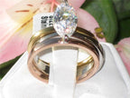 Jewellery Kingdom Ladies Marquise Stainless Steel Cz Engagement Bands 4ct Ring Set (Rose Gold) - Jewelry Rings - British D'sire