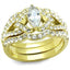 Jewellery Kingdom Ladies Marquise Steel Engagement Wedding Bands Ring Set (Gold) - Jewelry Rings - British D'sire