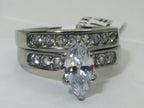 Jewellery Kingdom Ladies Marquise Wedding Engagement Set Band 1.50K Stainless Steel Ring - Rings - British D'sire