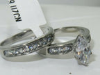 Jewellery Kingdom Ladies Marquise Wedding Engagement Set Band 1.50K Stainless Steel Ring - Rings - British D'sire