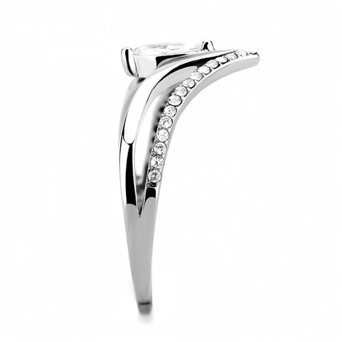 Jewellery Kingdom Ladies Marquise Wishbone 1.5K Stainless Steel Cz Ring (Silver) - Jewelry Rings - British D'sire