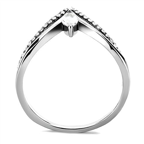 Jewellery Kingdom Ladies Marquise Wishbone 1.5K Stainless Steel Cz Ring (Silver) - Jewelry Rings - British D'sire