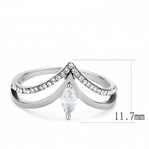 Jewellery Kingdom Ladies Marquise Wishbone 1.5K Stainless Steel Cz Ring (Silver) - Jewelry Rings - British D'sire