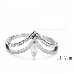 Jewellery Kingdom Ladies Marquise Wishbone 1.5K Stainless Steel Cz Ring (Silver) - Jewelry Rings - British D'sire