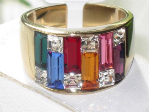 Jewellery Kingdom Ladies Multi Coloured Tube 18kt Steel Band Cubic Zirconia Comfort Ring (Gold) - Jewelry Rings - British D'sire Main image
