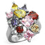 Jewellery Kingdom Ladies Multi Gem Princess Pear Ruby Cocktail Rhodium Citrine Ring (Silver) - Rings - British D'sire