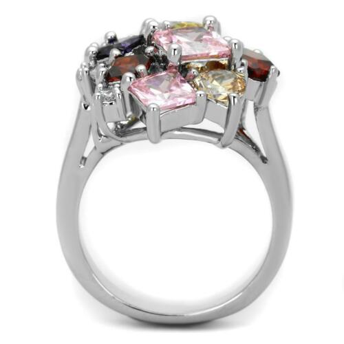 Jewellery Kingdom Ladies Multi Gem Princess Pear Ruby Cocktail Rhodium Citrine Ring (Silver) - Rings - British D'sire