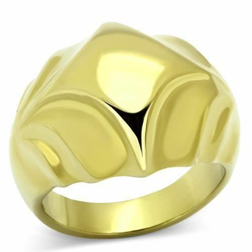 Jewellery Kingdom Ladies No Stone 18kt Steel Dome Comfort Stamped Chunky All Size Ring (Gold) - Jewelry Rings - British D'sire