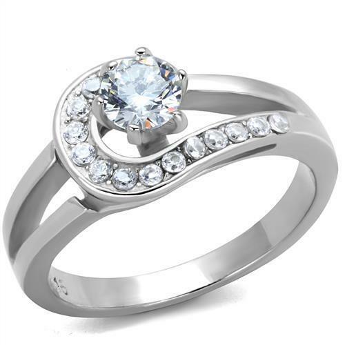 Jewellery Kingdom Ladies One Carat Solitaire Cubic Zirconia Stainless Steel Silver Ring Secondary image