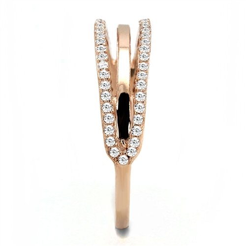 Jewellery Kingdom Ladies Open Band Cubic Zirconia Handmade Sparkling Ring (Rose Gold & Sterling Silver) - Jewelry Rings - British D'sire