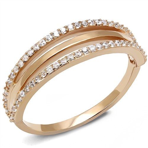 Jewellery Kingdom Ladies Open Band Cubic Zirconia Handmade Sparkling Ring (Rose Gold & Sterling Silver) - Jewelry Rings - British D'sire