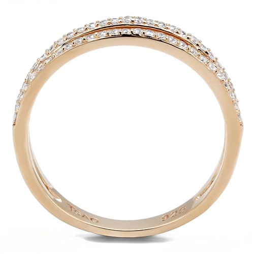 Jewellery Kingdom Ladies Open Band Cubic Zirconia Handmade Sparkling Ring (Rose Gold & Sterling Silver) - Jewelry Rings - British D'sire Main image